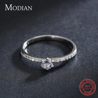 Sterling Silver Ring with Zirconias for women by Modian