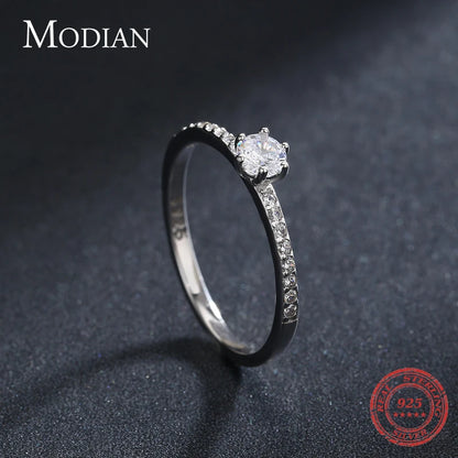 Sterling Silver Ring with Zirconias for women by Modian