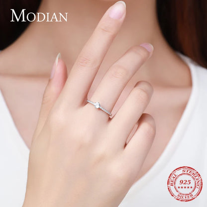 Sterling Silver Ring with Zirconias for women by Modian