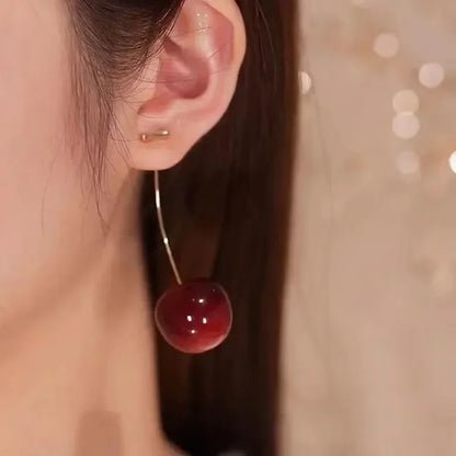 Red Cherry Pendant Earrings for Women